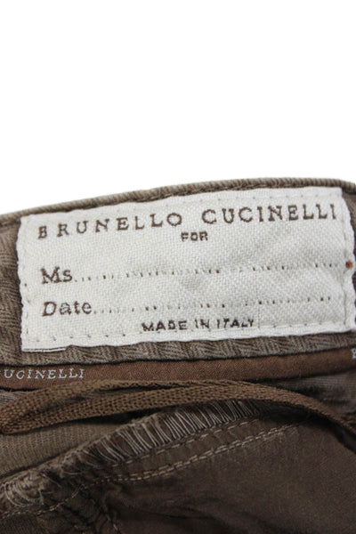 Brunello Cucinelli Women Skinny Jeans Brown Cotton Blend Button Size 2