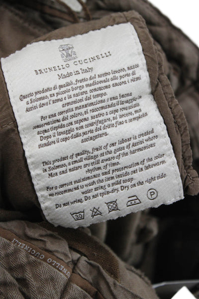 Brunello Cucinelli Women Skinny Jeans Brown Cotton Blend Button Size 2