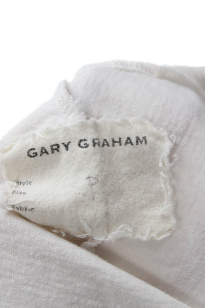 Gary Graham Women White Cowl Neck Short Sleeve Cotton Tee Petite Size S