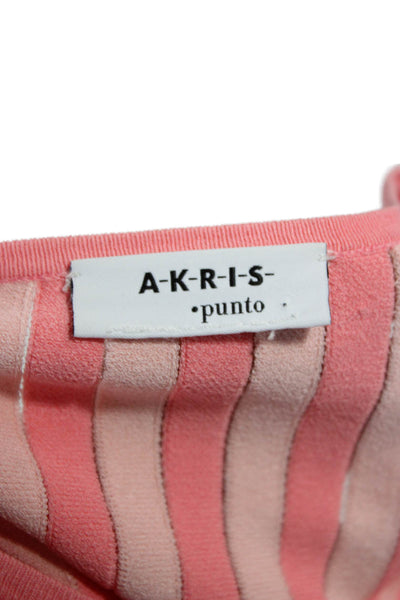 Akris Punto Women Full Zip Sweater Pink Striped Viscose Size 6