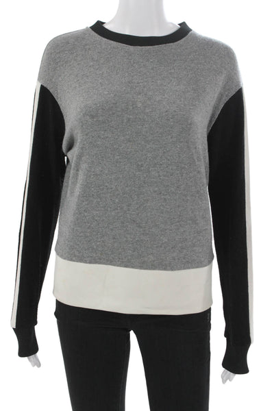 Sandro Womens Colorblock Zip Crewneck Acrylic Pullover Sweatshirt Gray Size 1