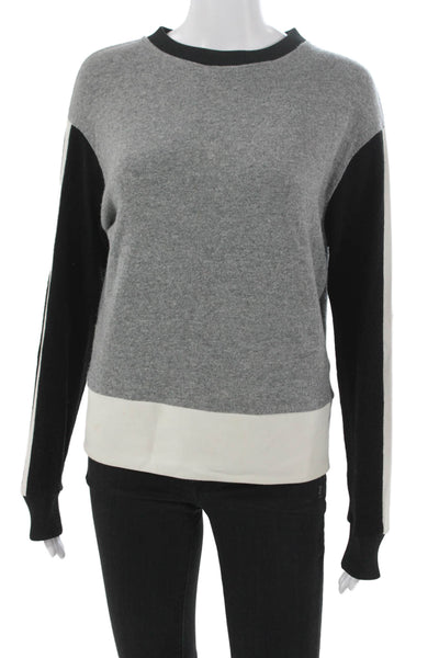 Sandro Womens Colorblock Zip Crewneck Acrylic Pullover Sweatshirt Gray Size 1