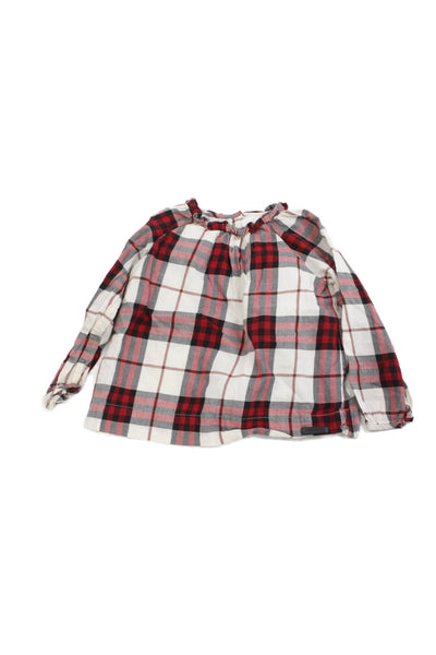Burberry Children Childrens Girls Plaid Long Sleeves Shirt Red White Size 4