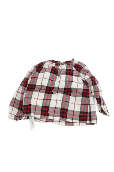 Burberry Children Childrens Girls Plaid Long Sleeves Shirt Red White Size 4