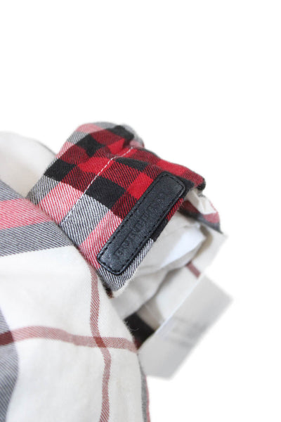 Burberry Children Childrens Girls Plaid Long Sleeves Shirt Red White Size 4