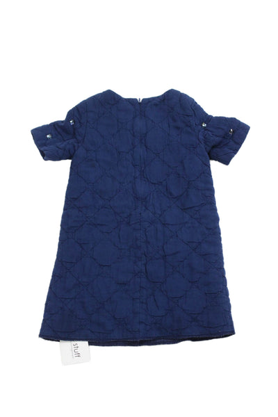 Chloe Childrens Girls Jeweled Quilted Texture Dress Navy Blue Size 5