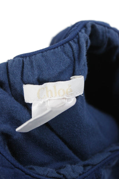 Chloe Childrens Girls Jeweled Quilted Texture Dress Navy Blue Size 5