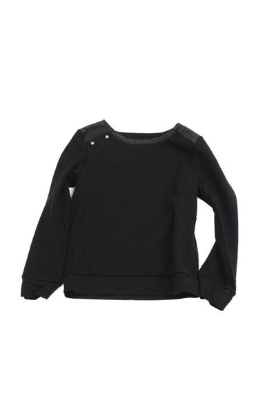 Chloe Childrens Girls Leather Shoulders Long Sleeves Sweater Black Size 6
