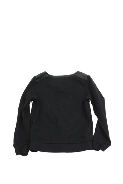 Chloe Childrens Girls Leather Shoulders Long Sleeves Sweater Black Size 6