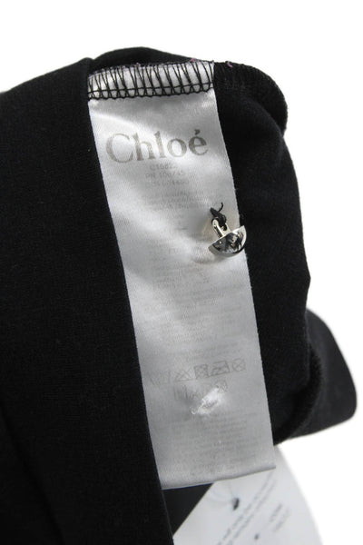 Chloe Childrens Girls Leather Shoulders Long Sleeves Sweater Black Size 6