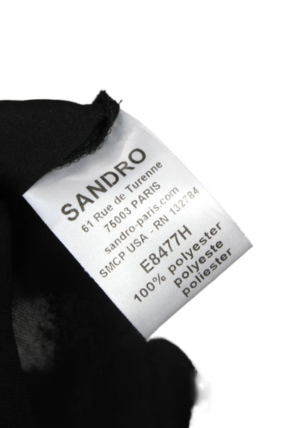 Sandro Women Basic Blouse Black Round Neck Long Sleeve Polyester Size 2