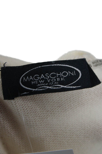 Magaschoni Women Ivory Cashmere V Neck Short Sleeve Cardigan Size S