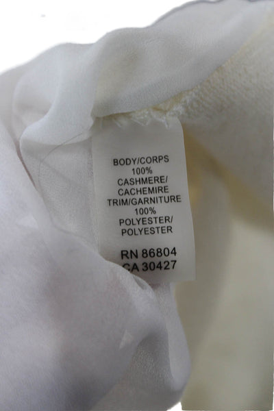 Magaschoni Women Ivory Cashmere V Neck Short Sleeve Cardigan Size S