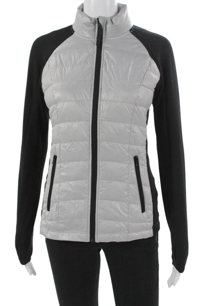 Calvin Klein Womens Basic Jacket Gray Nylon Zip Long Sleeve Size XS