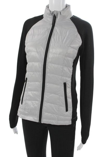 Calvin Klein Womens Basic Jacket Gray Nylon Zip Long Sleeve Size XS