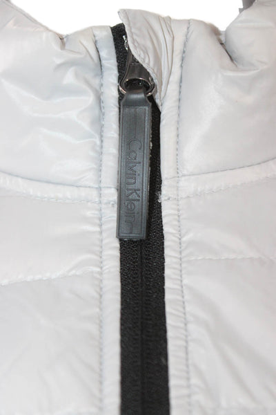 Calvin Klein Womens Basic Jacket Gray Nylon Zip Long Sleeve Size XS