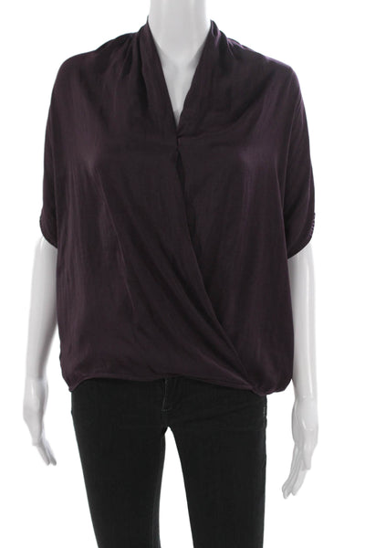 Vince Women Blouse Purple V Neck Polyester Sleeveless Petite Size S