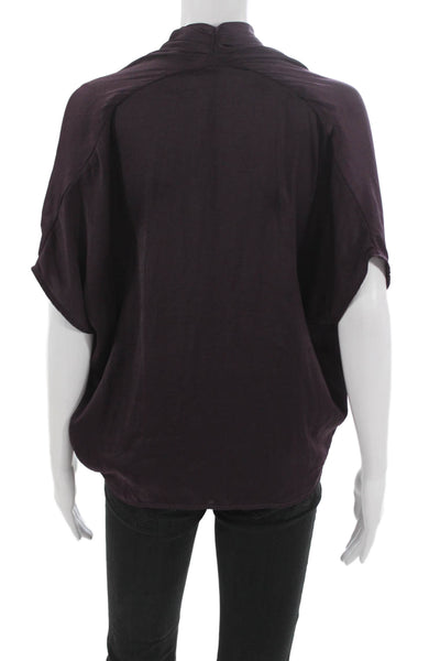 Vince Women Blouse Purple V Neck Polyester Sleeveless Petite Size S