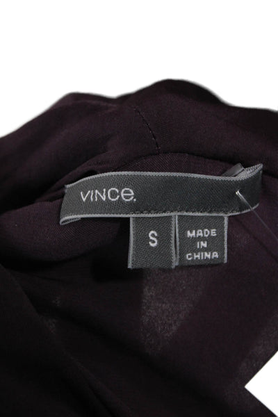 Vince Women Blouse Purple V Neck Polyester Sleeveless Petite Size S