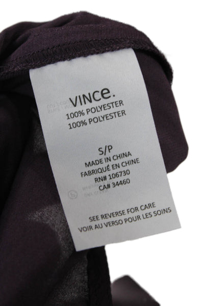 Vince Women Blouse Purple V Neck Polyester Sleeveless Petite Size S