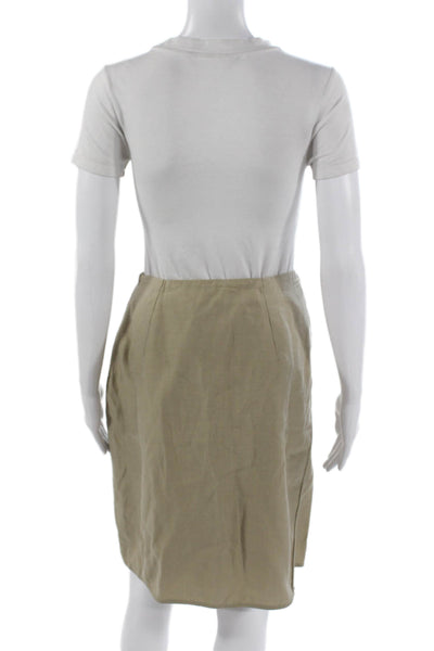 Boss Hugo Boss Womens Pleated Cotton Skirt Beige Zip Knee Length Size 4