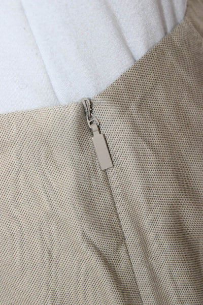 Boss Hugo Boss Womens Pleated Cotton Skirt Beige Zip Knee Length Size 4