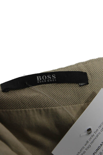 Boss Hugo Boss Womens Pleated Cotton Skirt Beige Zip Knee Length Size 4