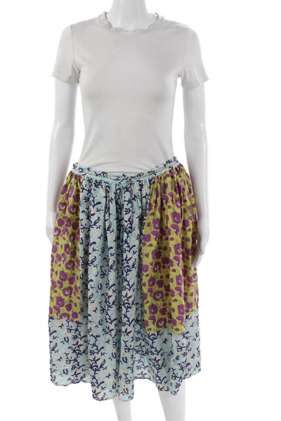 Calypso Saint Barth Women Long Flare Floral Silk Skirt Multicolor Size 1