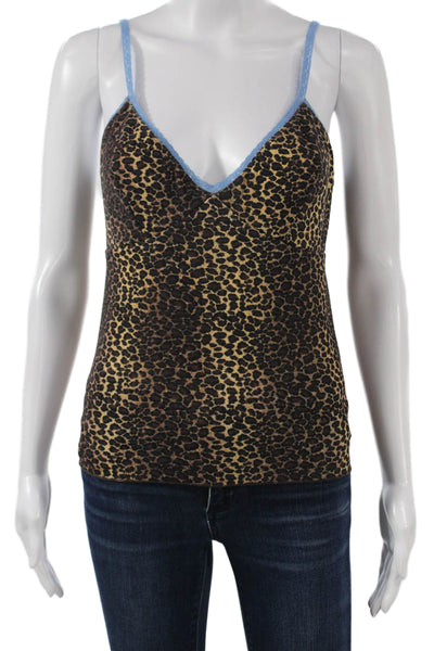 Bella Venice Women Viscose Animal Print VNeck Spaghetti Strap Tank Brown Size M
