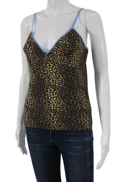 Bella Venice Women Viscose Animal Print VNeck Spaghetti Strap Tank Brown Size M