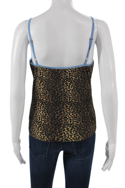 Bella Venice Women Viscose Animal Print VNeck Spaghetti Strap Tank Brown Size M