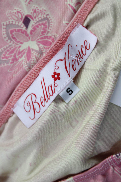 Bella Venice Women Cropped Tank Top Pink Floral Square Neck Size S
