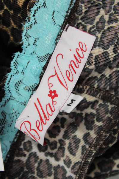 Bella Venice Womens Biker Animal Print Multicolor Polyester Shorts Size M