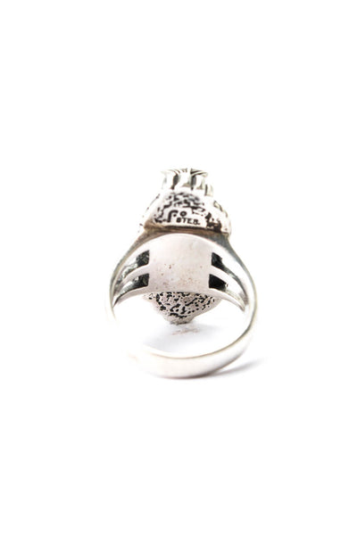 Designer Womens Vintage 925 Silver Dyed Howlite Feather Ring Sz 7 12g