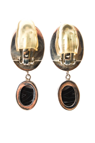 Echo of the Dreamer Womens 925 Silver Banded Agate ClipOn Earrings