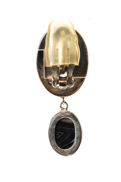 Echo of the Dreamer Womens 925 Silver Banded Agate ClipOn Earrings