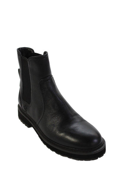 Cole Haan Women's Round Toe Leather Pull-On Chelsea Boots Black Size 7