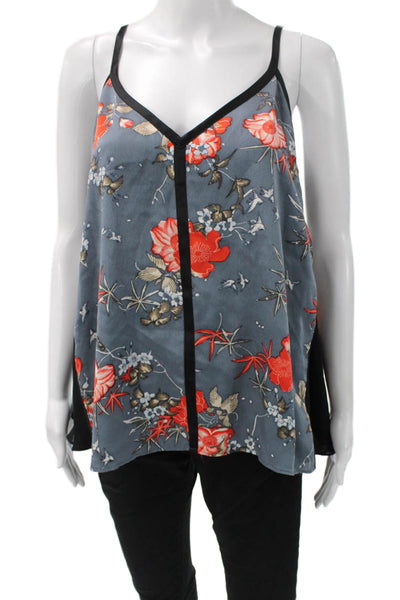 Cinq A Sept Women Multicolor Silk Floral V-Neck Sleeveless Tank Size M