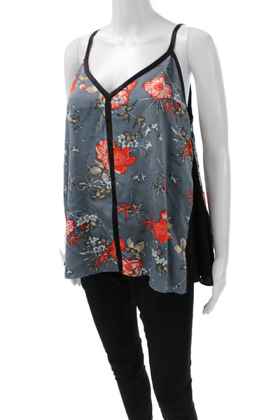 Cinq A Sept Women Multicolor Silk Floral V-Neck Sleeveless Tank Size M