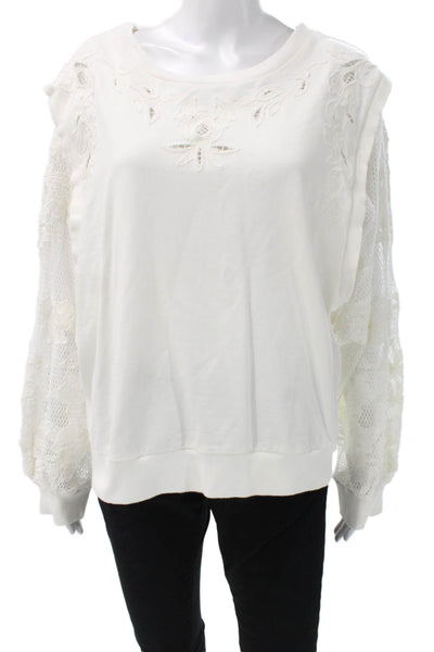Anthropologie Womens Basic Cotton Crew Neck Long Sleeve Blouse Size L