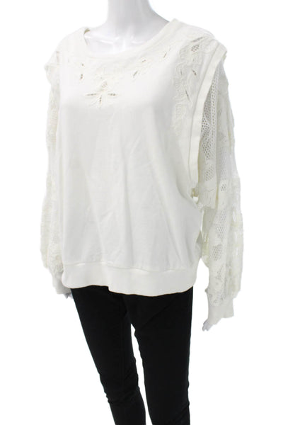 Anthropologie Womens Basic Cotton Crew Neck Long Sleeve Blouse Size L