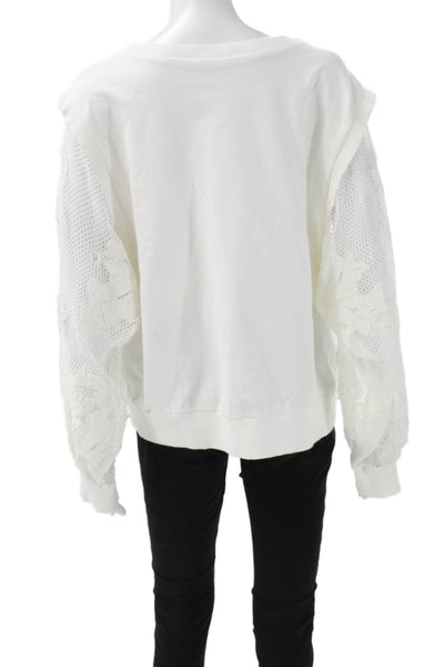 Anthropologie Womens Basic Cotton Crew Neck Long Sleeve Blouse Size L