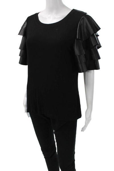 Gracia Womens Tunic Black Rayon Round Neck Short Sleeve Size L
