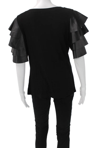 Gracia Womens Tunic Black Rayon Round Neck Short Sleeve Size L