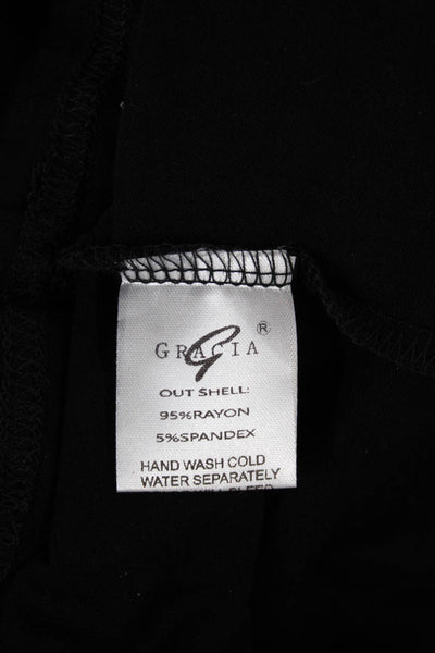 Gracia Womens Tunic Black Rayon Round Neck Short Sleeve Size L
