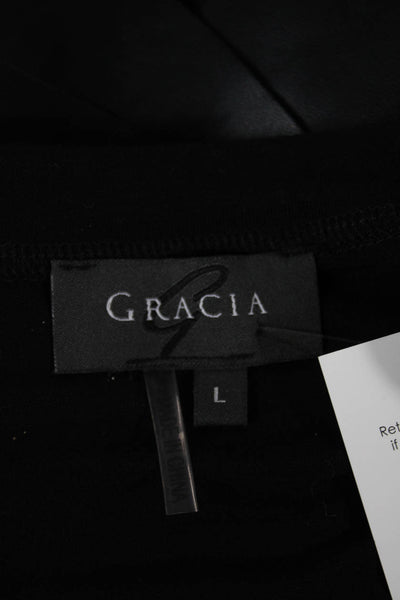 Gracia Womens Tunic Black Rayon Round Neck Short Sleeve Size L