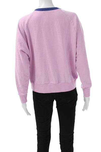 Anthropologie Womens Pullover Pink Cotton Crew Neck Long Sleeve Size S