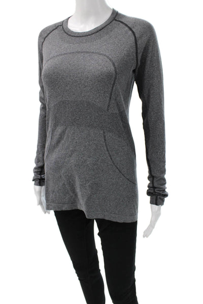 Lululemon Women Gray Long Sleeve Basic T-Shirt Crew Neck Nylon Blend Size S