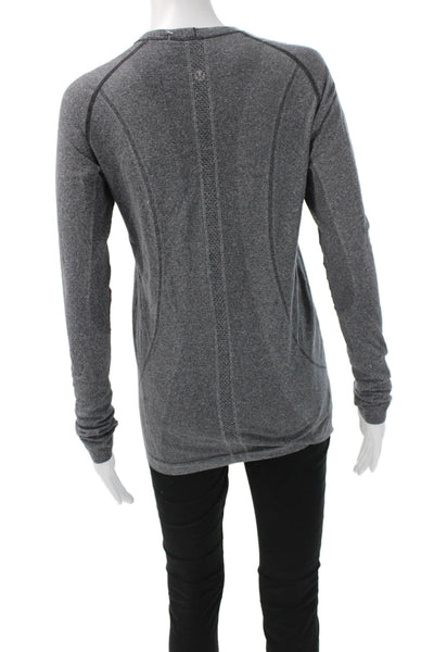 Lululemon Women Gray Long Sleeve Basic T-Shirt Crew Neck Nylon Blend Size S