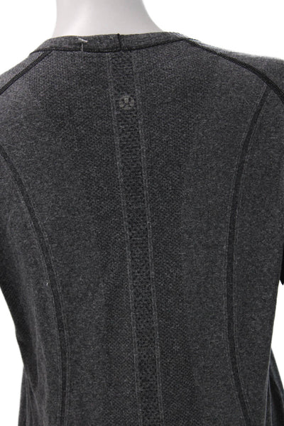 Lululemon Women Gray Long Sleeve Basic T-Shirt Crew Neck Nylon Blend Size S